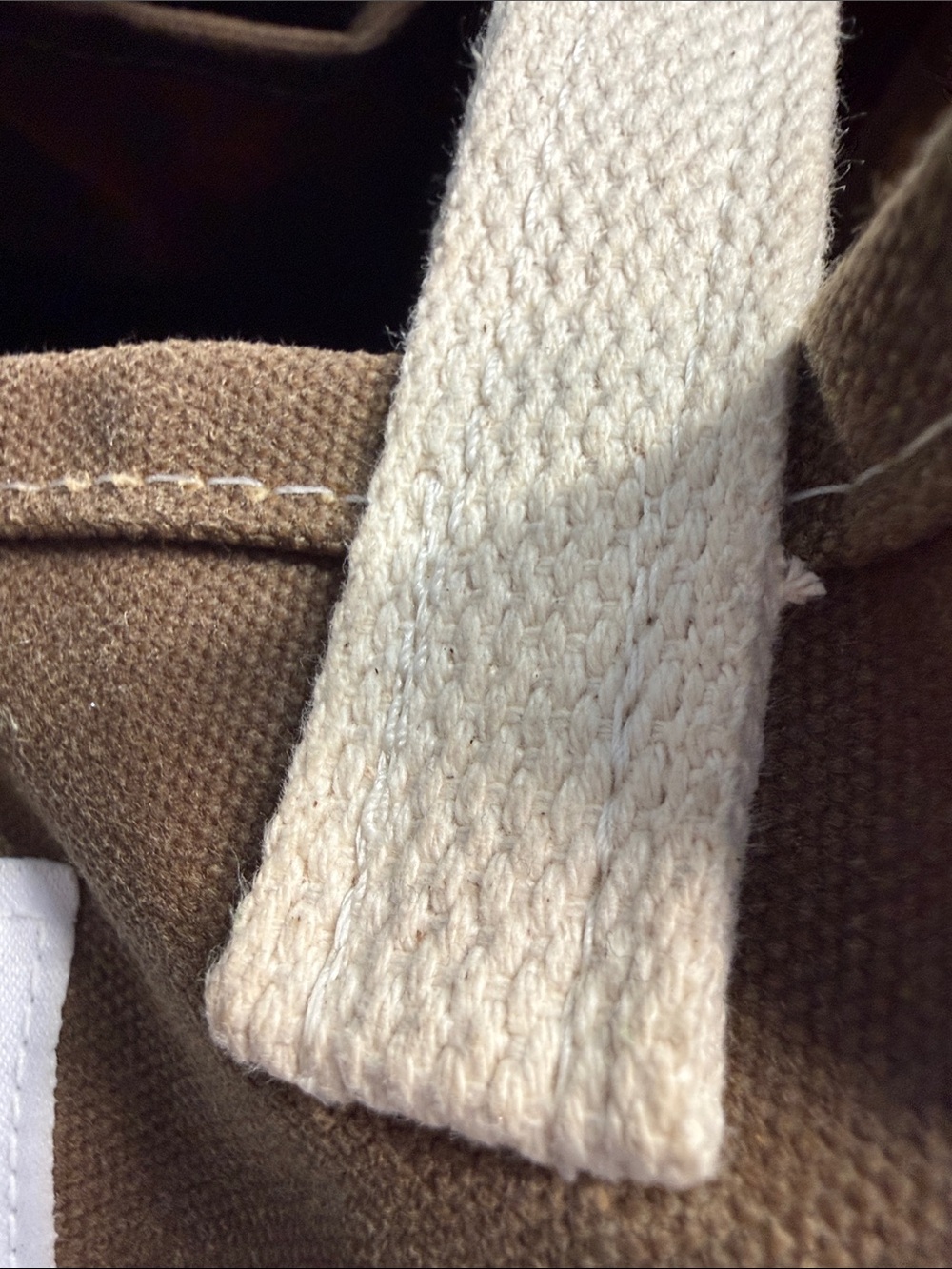 Steele Brown Waxed Canvas Tote with Cattle Hide Grips and Cream Canvas Straps - Picture 12 of 15